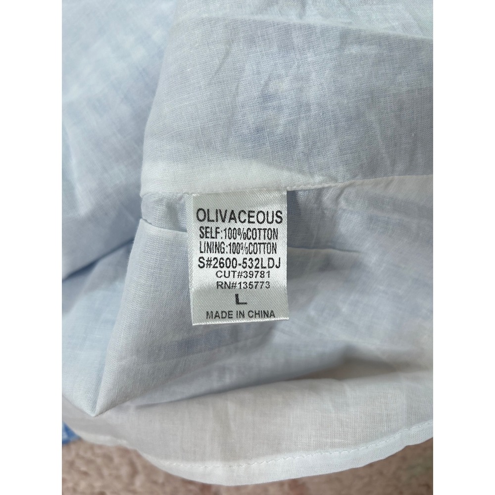 Olivaceous 100% Cotton Blue White Gingham Trapeze Swing Mini Dress Size Large - Picture 4 of 9